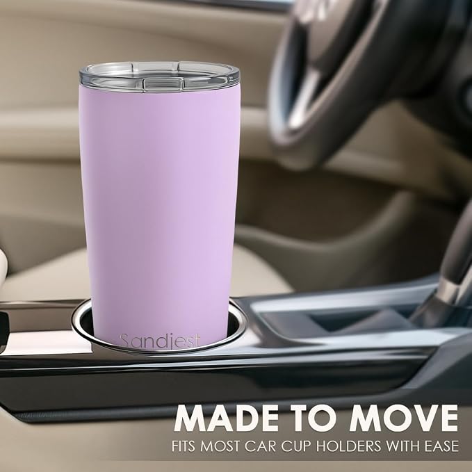SANDJEST Purple Tumbler 20oz Stainless Steel Double Wall Vacuum Insulated, Travel Coffee Cup, Gifts for Men Women Birthday Christmas - Image 6