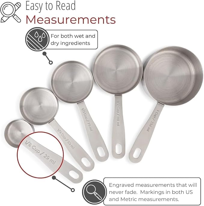 husMait Stainless Steel Measuring Cups & Spoons - Image 3