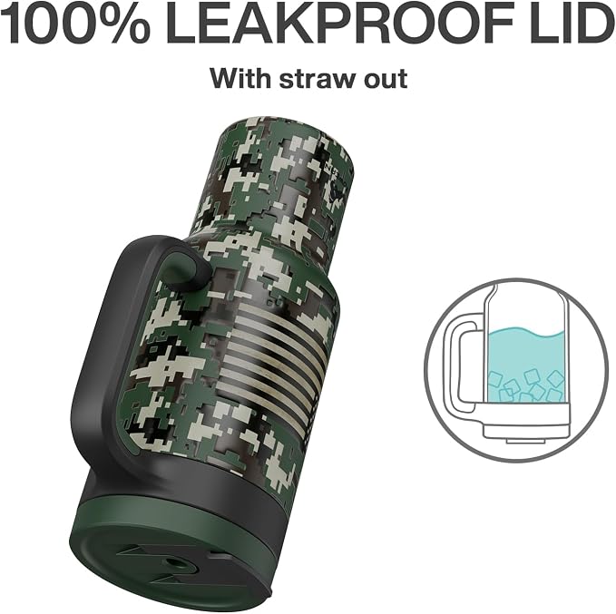 40 oz Camo Tumbler with Handle, 2-in-1 Straw and Sip Lid, Leakproof, Dishwasher Safe, Insulated Stainless Steel Travel Coffee Mug, Keeps Cold for 34 Hours, Fits in Car Cupholder (Woodland Flag) - Image 4