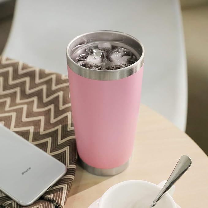DOMICARE 20oz Stainless Steel Tumbler Bulk with Lid, Double Wall Vacuum Insulated Travel Mug, Powder Coated Coffee Cup, Pink, 4 Pack - Image 6