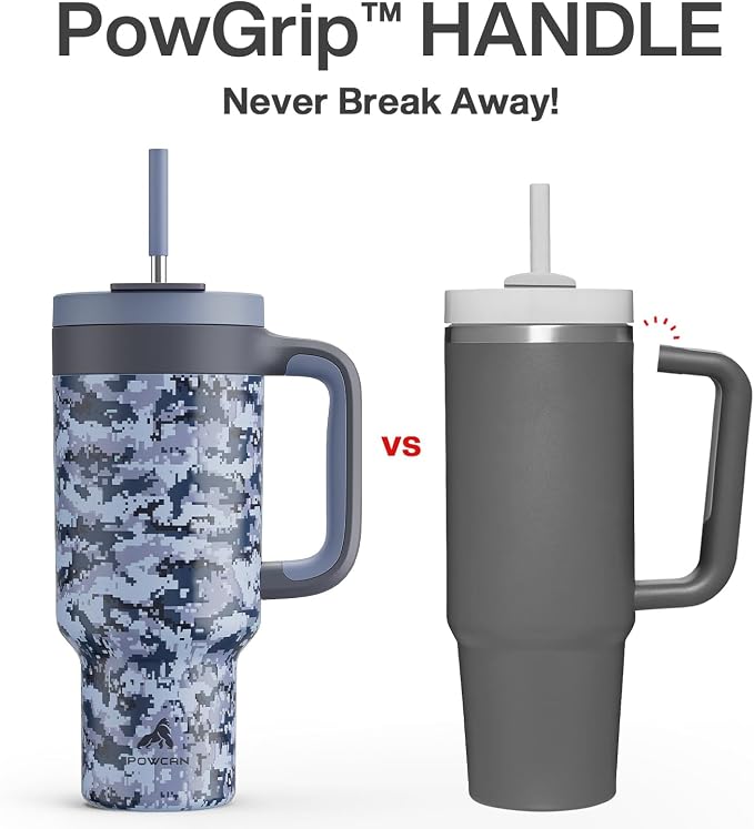 40 oz Camo Tumbler with Handle, 2-in-1 Straw and Sip Lid, Leakproof, Dishwasher Safe, Insulated Stainless Steel Travel Coffee Mug, Keeps Cold for 34 Hours, Fits in Car Cup Holder (Navy Digital) - Image 3
