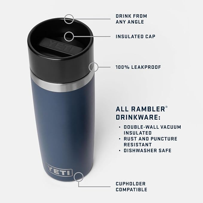 YETI Rambler 16 oz Travel Bottle, Stainless Steel, Vacuum Insulated with Leakproof Commuter Cap, Black - Image 2