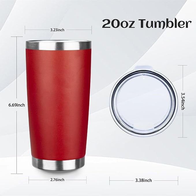 StarSpeed 20oz Tumbler Bulk with Lid, Stainless Steel Insulated Tumblers Double Wall Vacuum Insulated Travel Mug, Powder Coated Coffee Cups for Hot and Cold Drinks(Wine Red,1) - Image 2