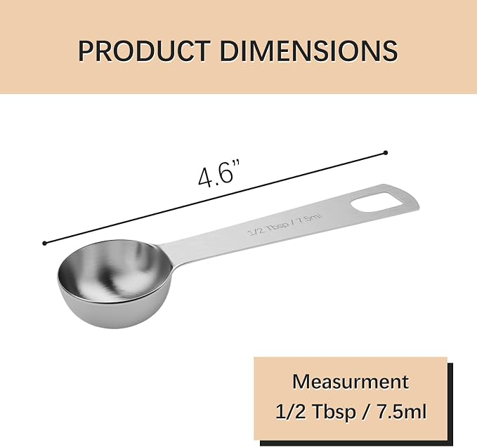 1PCS 1/2tbsp Single Measuring Spoon, Stainless Steel Individual Teaspoons Only - Image 2