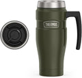 THERMOS Stainless King Vacuum-Insulated Travel Mug with Handle - 16oz, Army Green - Thermos Tumbler for Hot & Cold Drinks - Leak-Proof & Sweat-Proof Stainless Steel Coffee Mug with Lid for Commuting by Thermos