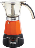 IMUSA 6 or 3 Cup Electric Espresso Maker with Cool-Touch Handle, Orange by VisitIMUSA