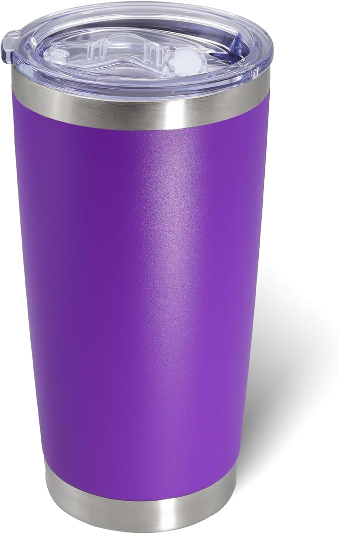 AIANJI 20oz Tumbler Bulk Stainless Steel Tumblers with Lid Vacuum Insulated Double Wall Travel Coffee Mug Powder Coated Tumbler Cup for Hot and Cold Drinks(Purple, 1 pack) by AIANJI