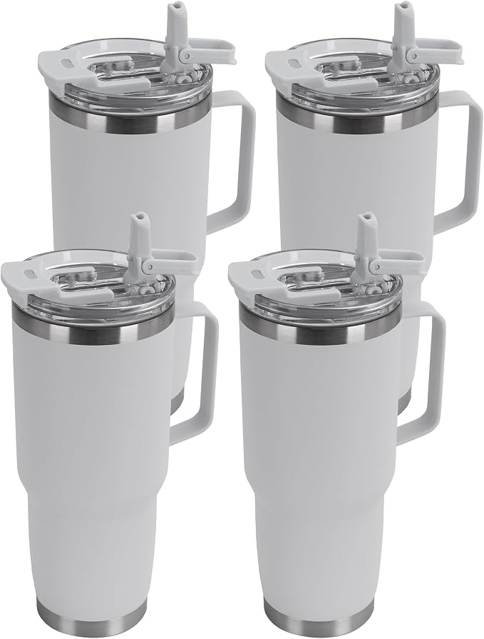 HASLE OUTFITTERS 30oz Tumbler Bulk with Handle, Insulated Travel Coffee Mug Set with Handle Leak-Proof Double Wall Stainless Steel Vacuum Tumblers Pack Metal Cup for Hot and Cold Drink by HASLEOUTFITTERS