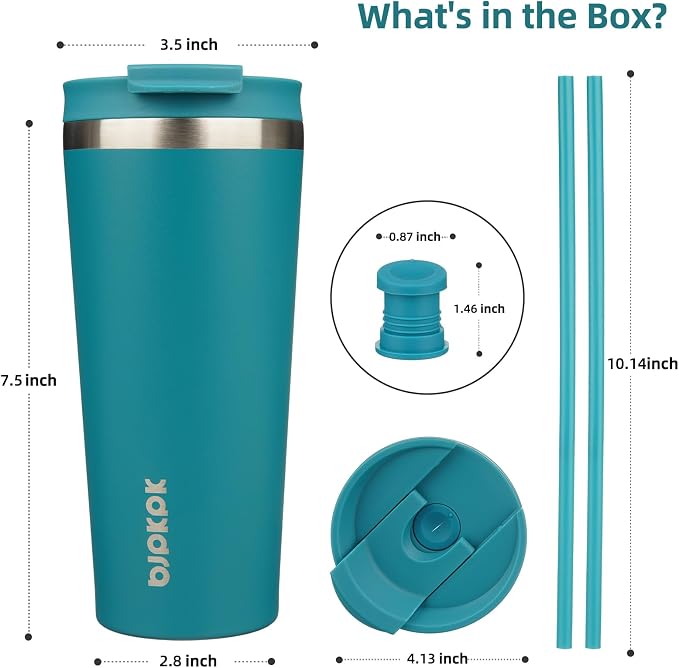 BJPKPK 22oz Tumbler With lid And Straw Stainless Steel Travel Coffee Mug Insulated Tumblers Cups,Laguna - Image 2