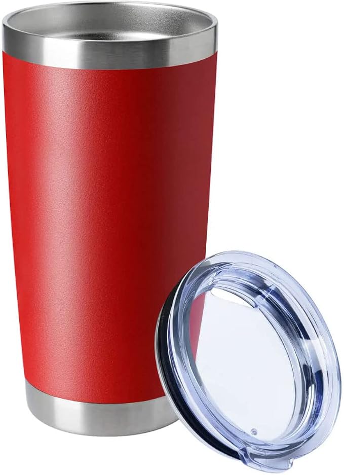 HASLE OUTFITTERS 20oz Tumblers Stainless Steel Mugs with Lid Double Wall Vacuum Insulated Coffee Cups for Cold & Hot Drinks (20oz-Red, 1 Pack) by HASLEOUTFITTERS