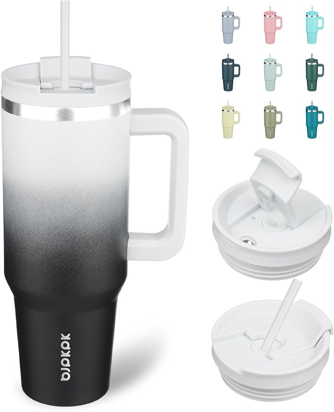 BJPKPK Insulated Tumblers With Handle And Straw 40 oz Stainless Steel Tumbler Cups With Lid,Day And Night by BJPKPK