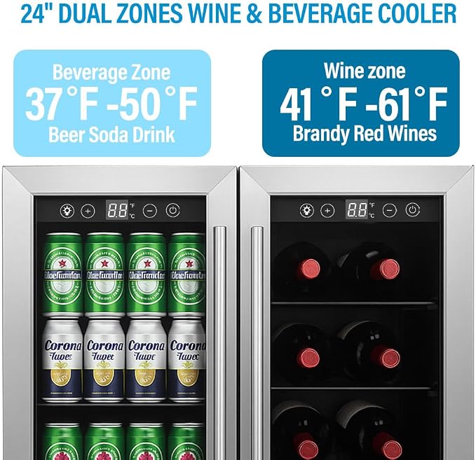 176 Can Beverage Fridge, 5.4 Cu.Ft Compact Drinks Cooler | Stainless Steel Wine Beer Refrigerator with Glass Door, Adjustable Shelves & Digital Display for Home Bar - Image 2