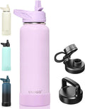 CIVAGO 40 oz Insulated Water Bottle With Straw, Stainless Steel Sports Water Flask Cup with 3 Lids (Straw, Spout and Handle Lid), Double Walled Travel Thermal Canteen Mug, Lavender by CIVAGO