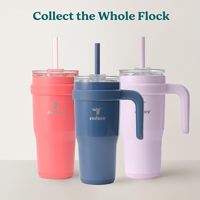 Reduce 24 oz Stainless Steel Tumbler with Handle - Dual-Wall Vacuum Insulated Travel Mug, Sweat-Proof Lid & Reusable Straw - Keeps Drinks Cold for 24 Hrs, Fits Cupholders, Dishwasher Safe-Mineral Blue - Image 7