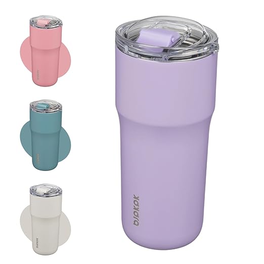 BJPKPK Insulated Tumbler with Lid,24oz Stainless Steel Tumbler,Double Wall Travel Coffee Mug Thermal cup,Keep Drinks Cold and Hot,Lavender by BJPKPK