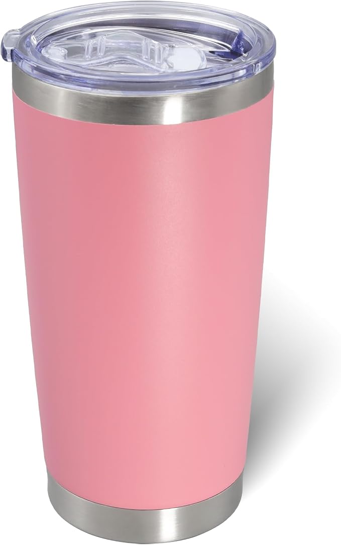 AIANJI 20oz Tumbler Bulk Stainless Steel Tumblers with Lid Vacuum Insulated Double Wall Travel Coffee Mug Powder Coated Tumbler Cup for Hot and Cold Drinks(Pink, 1 pack) by AIANJI