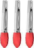 Mini Kitchen Tongs with Silicone Tips, 3-Piece Set, 7-Inch Non-Stick Tongs with by JXJYZLN