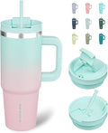 BJPKPK 30 oz Stainless Steel Tumbler With Handle Insulated Tumblers With 2 Straw Travel Coffee Mug With Lid,Bubble Gum by BJPKPK