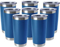 HASLE OUTFITTERS 20oz Tumblers Stainless Steel Mugs with Lid Double Wall Vacuum Insulated Coffee Cups for Cold & Hot Drinks (20oz-Dark Blue, 8 Pack) by HASLEOUTFITTERS