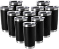 HASLE OUTFITTERS 20oz Tumblers Stainless Steel Mugs with Lid Double Wall Vacuum Insulated Coffee Cups for Cold & Hot Drinks (20oz-Black, 12 Pack) by HASLEOUTFITTERS