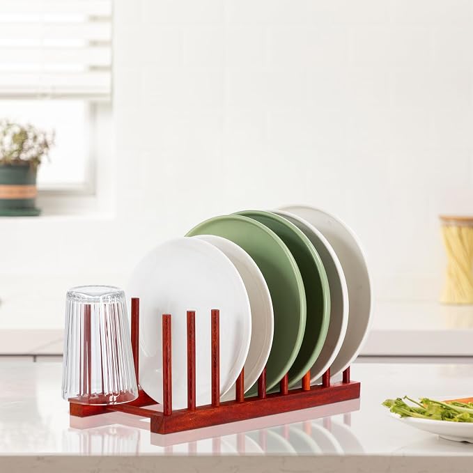 HBlife 2pcs Rosewood Wooden Dish Drying Rack - Image 4