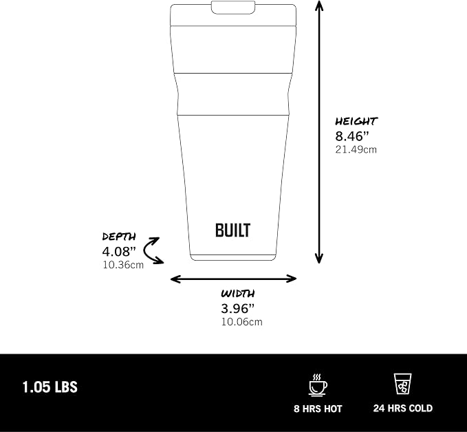 BUILT 24oz Shasta Double Wall Vacuum Insulated Stainless Steel Tumbler with Easy to Clean Flip to Open Lid, Oat - Image 4