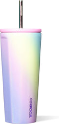 Corkcicle Cold Cup Insulated Tumbler with Straw - Keeps Drinks Cold for 12 Hours - Triple-Insulated Stainless Steel - Leak-Resistant Lid - Summer Drinkware Gift - 24 oz - Rainbow Unicorn by Corkcicle