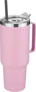 HASLE OUTFITTERS 40 oz Stainless Steel Tumbler with Handle, Vacuum Insulated Tumblers Bulk, Reusable Double Wall Travel Coffee Mug, Durable Powder Coated Water Bottle(Pink, 1) by HASLEOUTFITTERS