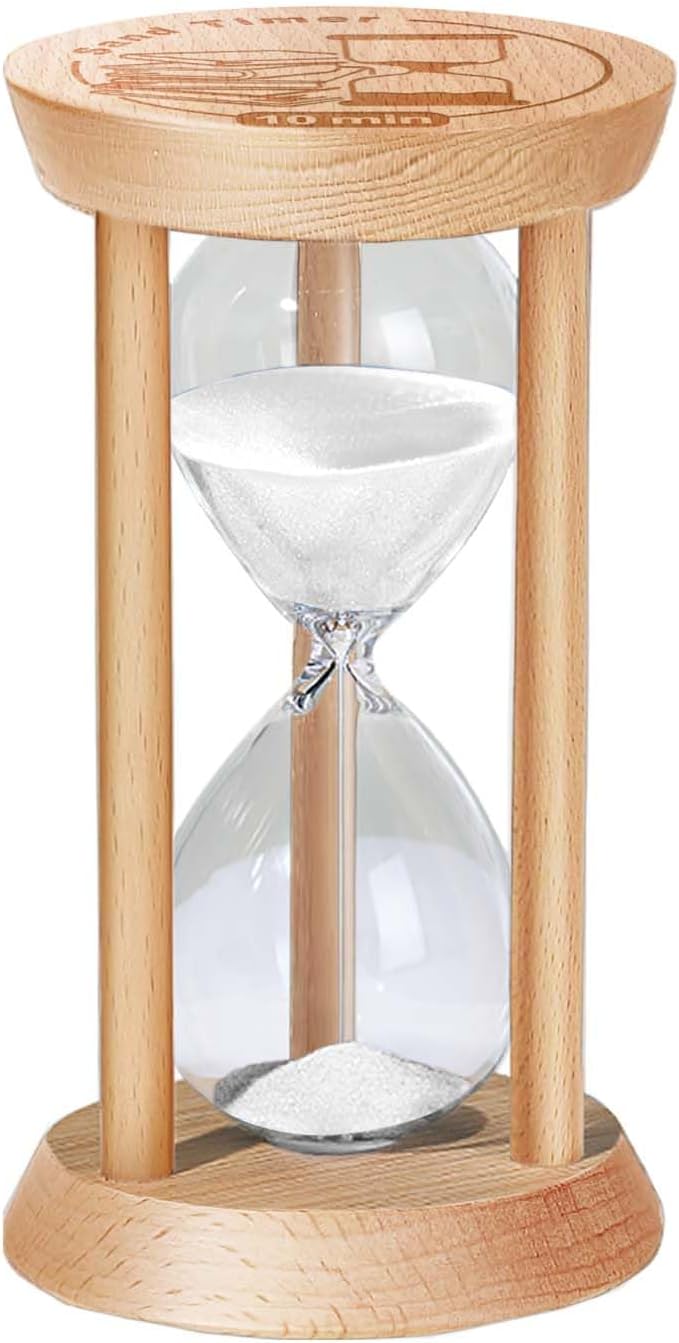 10 Minute Sand Timer Hourglass, 10 Min Wooden Sand Clock, Ten Minute Wood Hour by Kwiwis