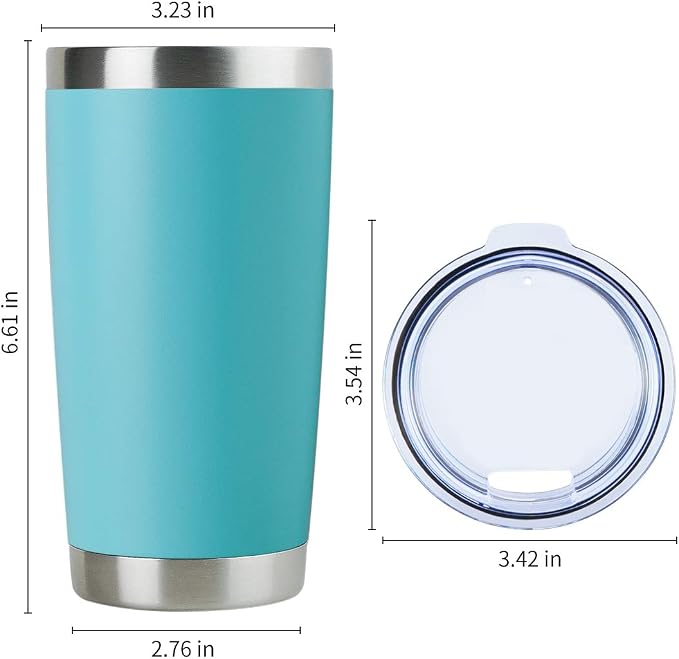 DOMICARE 20oz Stainless Steel Tumbler Bulk with Lid, Double Wall Vacuum Insulated Travel Mug, Powder Coated Coffee Cup, Light Blue, 4 Pack - Image 5