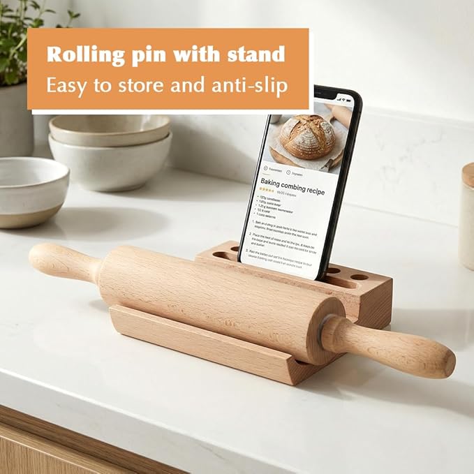 Rolling Pin Set for Baking, 3-Piece Wooden Dough Roller - Image 5