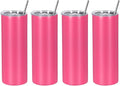 4 Pack 20 Oz Straight Skinny Tumblers,Individually Gift Boxed Stainless Steel Slim Skinny Tumbler Set Bulk, 20 Oz Insulated Slim Thin Travel Tumbler Cup for Diy,Hot Pink by Wzaytia