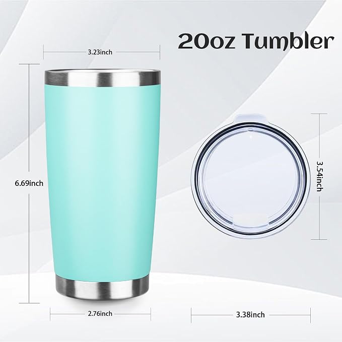 StarSpeed 20oz Tumbler Bulk with Lid, Stainless Steel Insulated Tumblers Double Wall Vacuum Insulated Travel Mug, Powder Coated Coffee Cups for Hot and Cold Drinks(Light Green,6) - Image 2