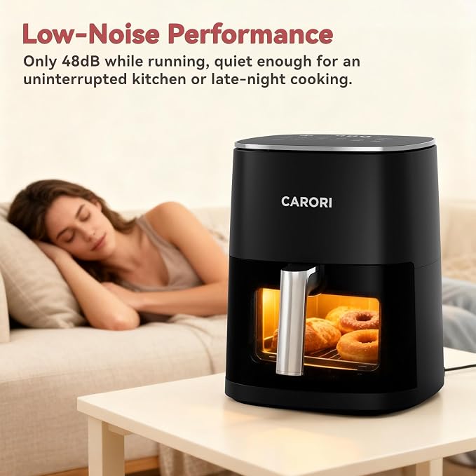 CARORI 6 Qt Air Fryer with Viewing Window, 12 Presets and DIY Mode, 1700W, 400°F Max, Large Nonstick Dishwasher-Safe Basket, Bake, Roast, Reheat, Dehydrate, Black - Image 7