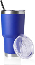 DOMICARE 30 oz Tumbler with Lid and Straw, Stainless Steel Tumblers Bulk, Insulated Vacuum Double Wall Travel Coffee Mug, Durable Powder Coated Tumbler Cup (Dark Blue, 1) by VisittheDOMICARE