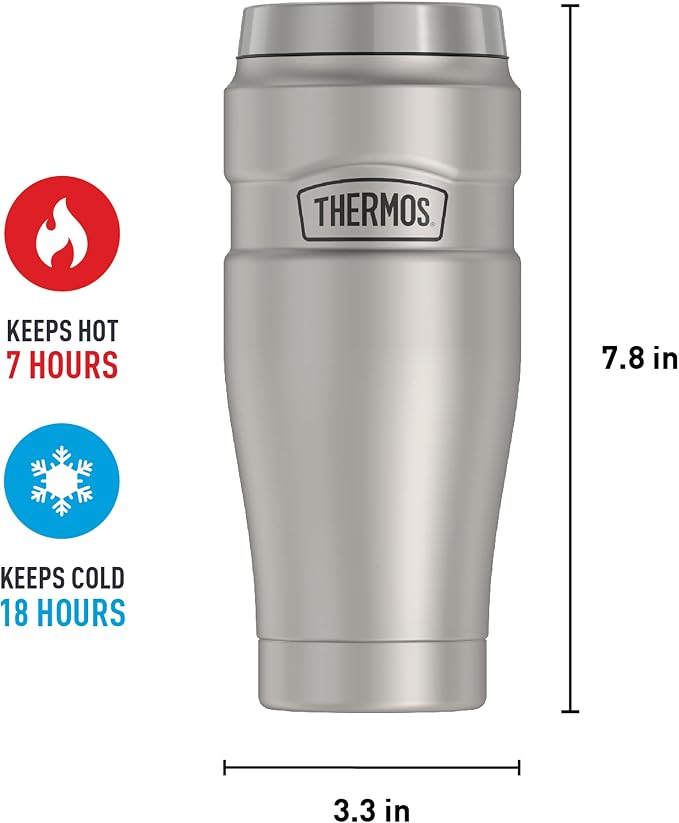THERMOS Stainless King Travel Tumbler, 16 Ounce, Vacuum-Insulated | Matte Steel | Pack of 4 - Image 6