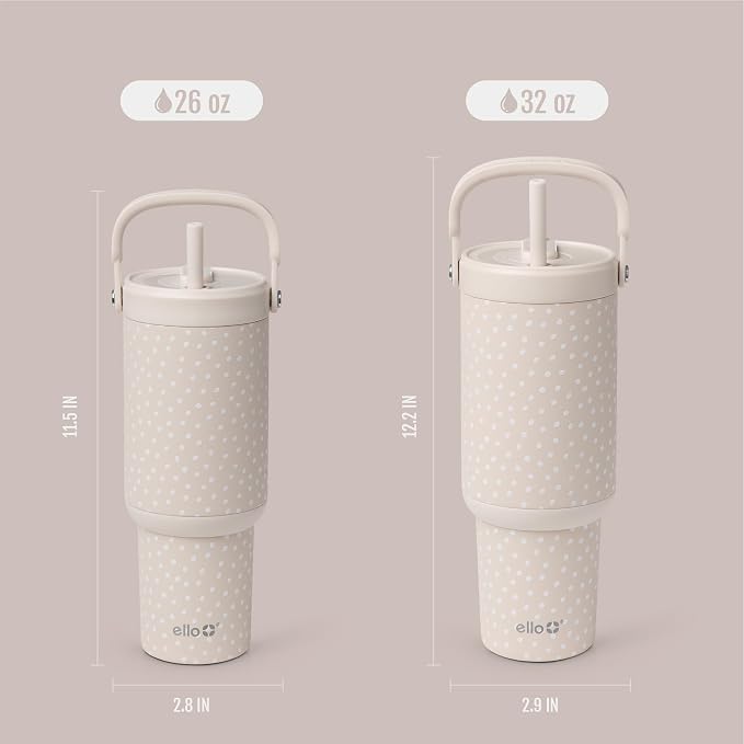 Ello Oasis Go+ 26oz Tumbler with Top Handle and Retracting Straw | Reusable Insulated Stainless Steel Cup, 100% Leakproof Water Bottle, 24 Hours Cold, Cup Holder Friendly For Travel | Wild Dot - Image 6
