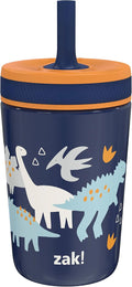 Zak Designs Kelso Toddler Cups For Travel or At Home, 12oz Vacuum Insulated Stainless Steel Sippy Cup With Leak-Proof Design is Perfect For Kids (Zaksaurus) by ZakDesigns