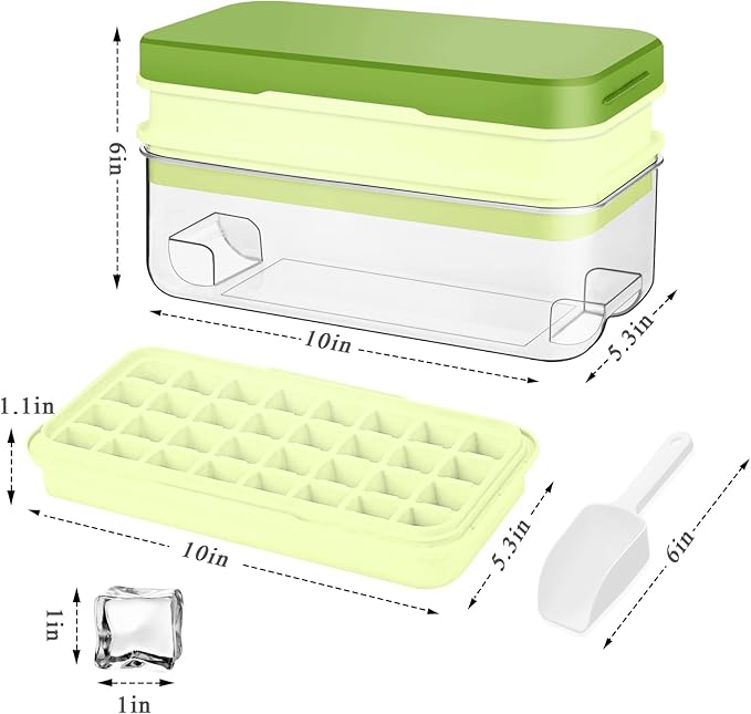 Ice Cube Tray with Lid and Bin, Ice Cube Pop Out Tray, Ice Cube Trays - Image 5