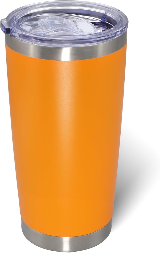 AIANJI 20oz Tumbler Bulk Stainless Steel Tumblers with Lid Vacuum Insulated Double Wall Travel Coffee Mug Powder Coated Tumbler Cup for Hot and Cold Drinks(Orange, 1 pack) by AIANJI