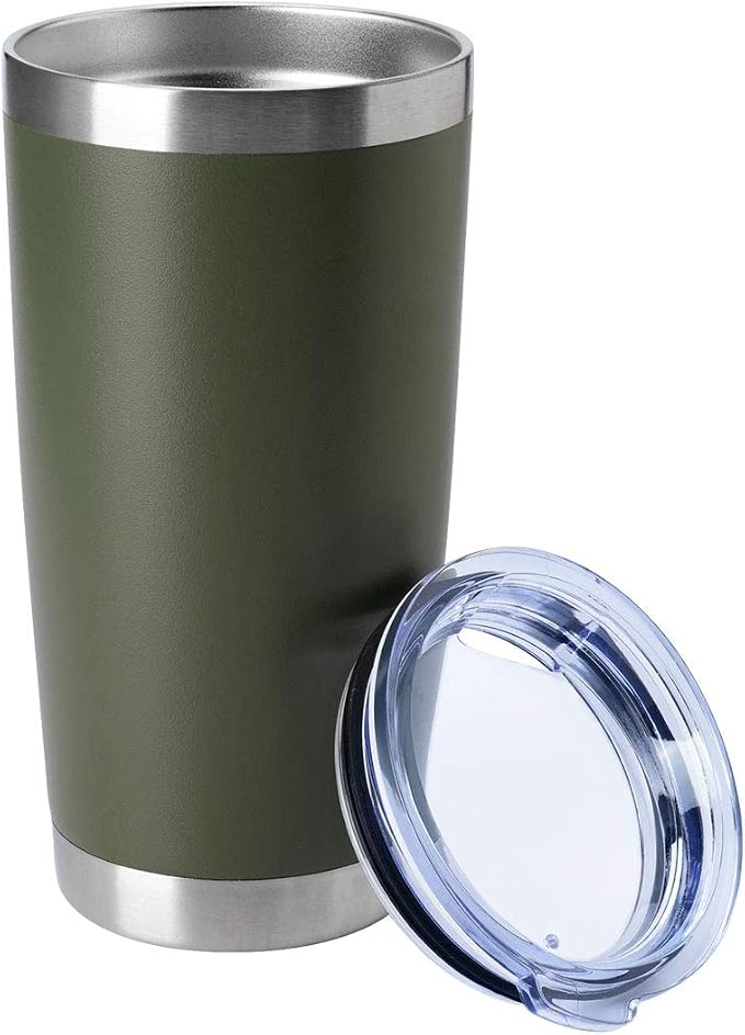 HASLE OUTFITTERS 20oz Tumblers Bulk Stainless Steel Cup with Lid Double Wall Vacuum Insulated Coffee Mug for Cold & Hot Drinks 1 Pack, Army Green by HASLEOUTFITTERS