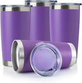 DOMICARE 20oz Stainless Steel Tumbler Bulk with Lid, Double Wall Vacuum Insulated Travel Mug, Powder Coated Coffee Cup, Powder Purple, 4 Pack by VisittheDOMICARE