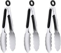7" Small Kitchen Tongs Set of 3, Stainless Steel Ice Tongs Food Tongs, Mini by DAILYKISN