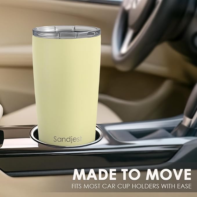 SANDJEST Stainless Steel Tumbler 20 oz, Double Wall Vacuum Insulated Mug with Lid, Travel Coffee Cup for Women Girls Friends Sisters,Birthday Christmas (Butter) - Image 6