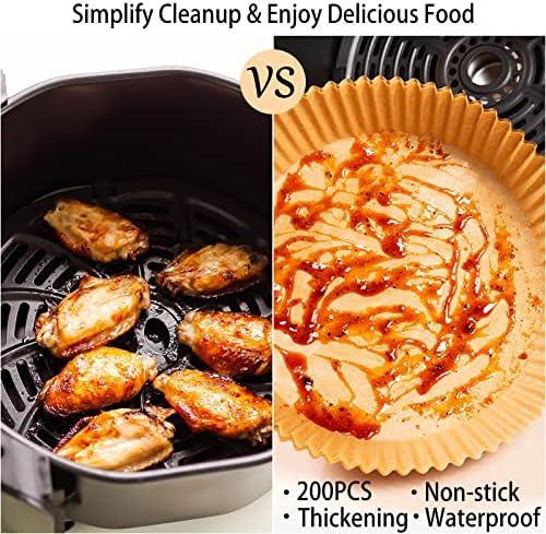 200Pcs Air Fryer Disposable Paper Liner, Round Non-Stick Air Fryer Liners Parchment Paper for Baking Roasting Microwave Oven (6.3 inch) - Image 5