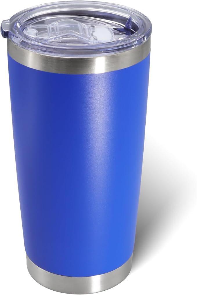 AIANJI 20oz Tumbler Bulk Stainless Steel Tumblers with Lid Vacuum Insulated Double Wall Travel Coffee Mug Powder Coated Tumbler Cup for Hot and Cold Drinks(Dark Blue, 1 pack) by AIANJI