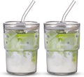 BLUEPOLAR 13oz/400ml Tumbler Water Glass, Cups with Straw and Lid Sealed Carry on for Coffee, Iced Tea, Thick Wall Insulated Glass Cup (white,2pack) by BLUEPOLAR