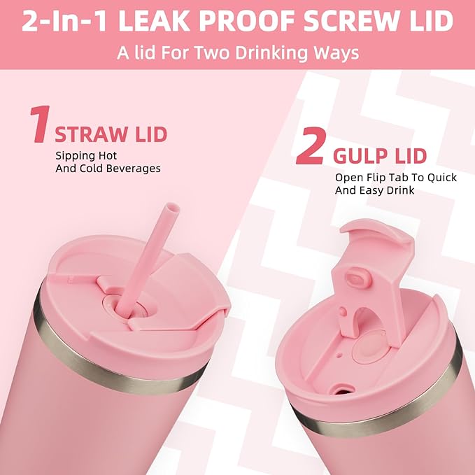 BJPKPK 30oz Tumbler With lid And Straw Stainless Steel Travel Coffee Mug Insulated Tumblers Cups,Light Pink - Image 4