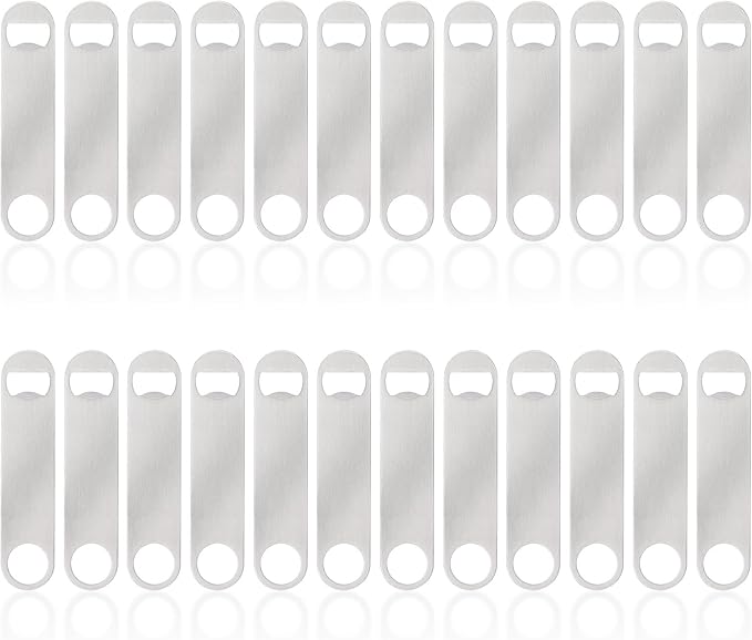 24 Pack Flat Beer Bottle Opener 5 inch Heavy Duty Stainless Steel Flat Bottle by Ohiyoo