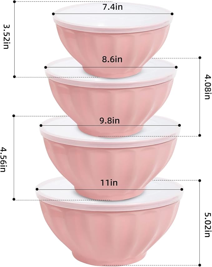 Mixing Bowls with Lids Set, 4 Piece Large Plastic Nesting Bowls, Includes 4 - Image 7